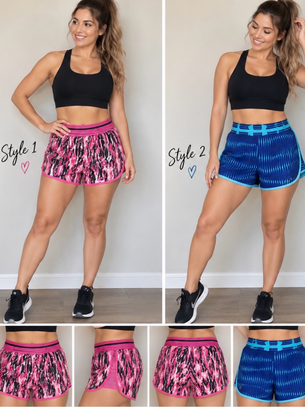 Under Armour Women’s Athletic Shorts Lot of 2 Blue Pink Approx Size S/M